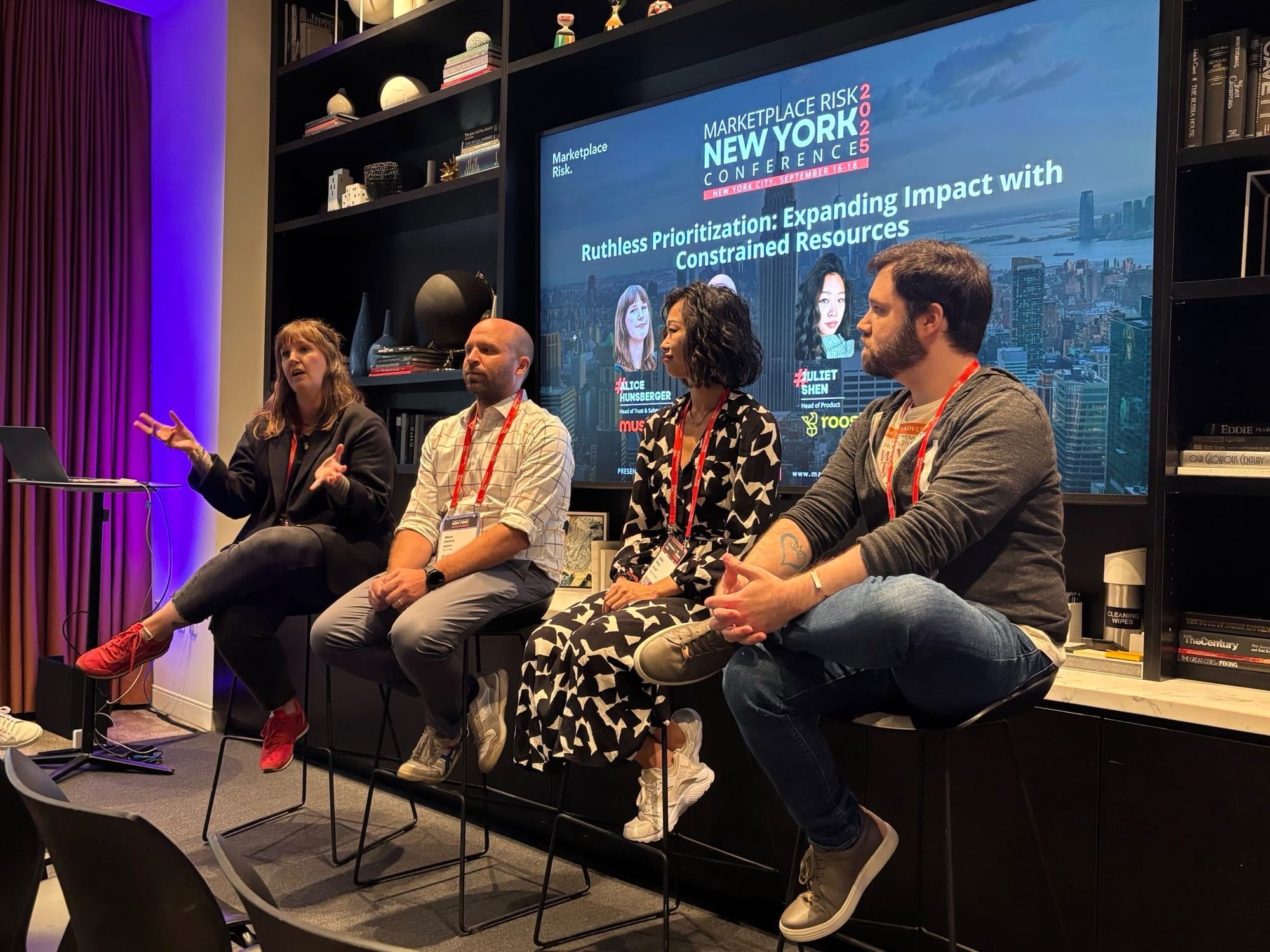 Alice Hunsberger speaking on a panel at Marketplace Risk New York