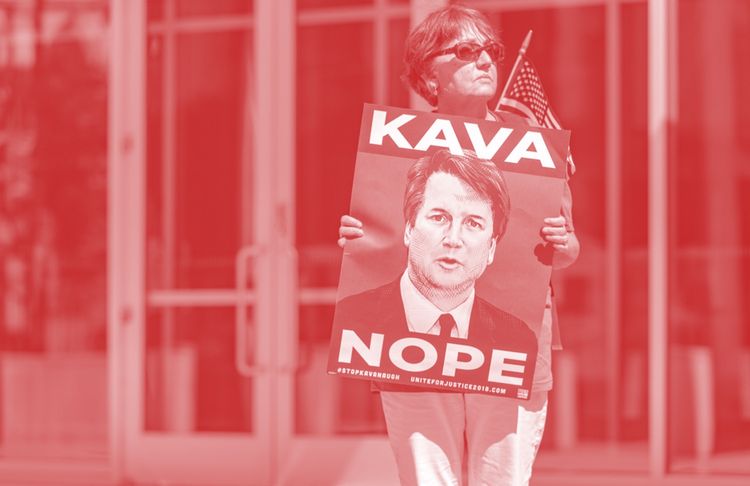 A protester against the confirmation of U.S. Supreme Court nominee Brett Kavanaugh
